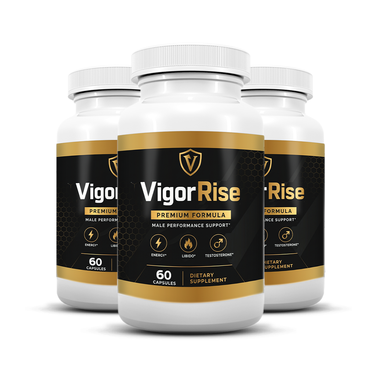 VigorRise® male libido and performance supplement — 3 bottle pack, 60 capsules each